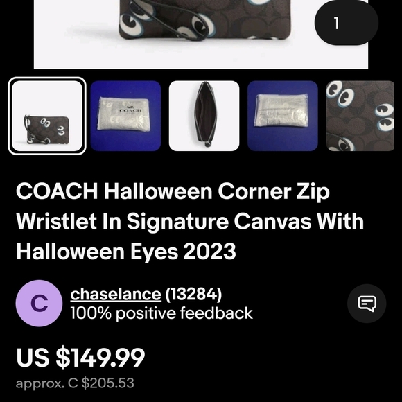 Coach Wristlet Wallet with Halloween  Eye Pattern - Picture 2 of 3